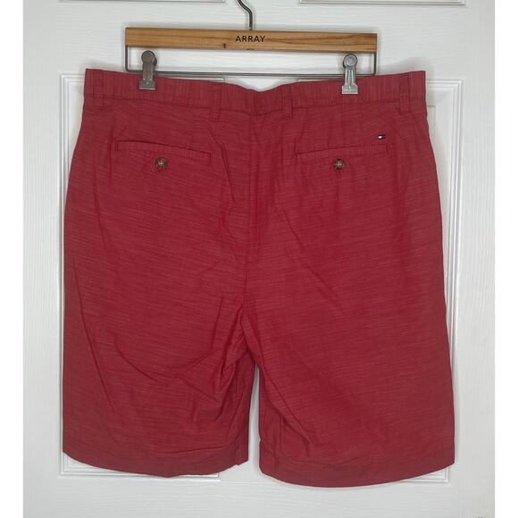 Tommy Hilfiger Men's Striped Red Chino Shorts with Pockets 100% Cotton Size 36 - Picture 6 of 8